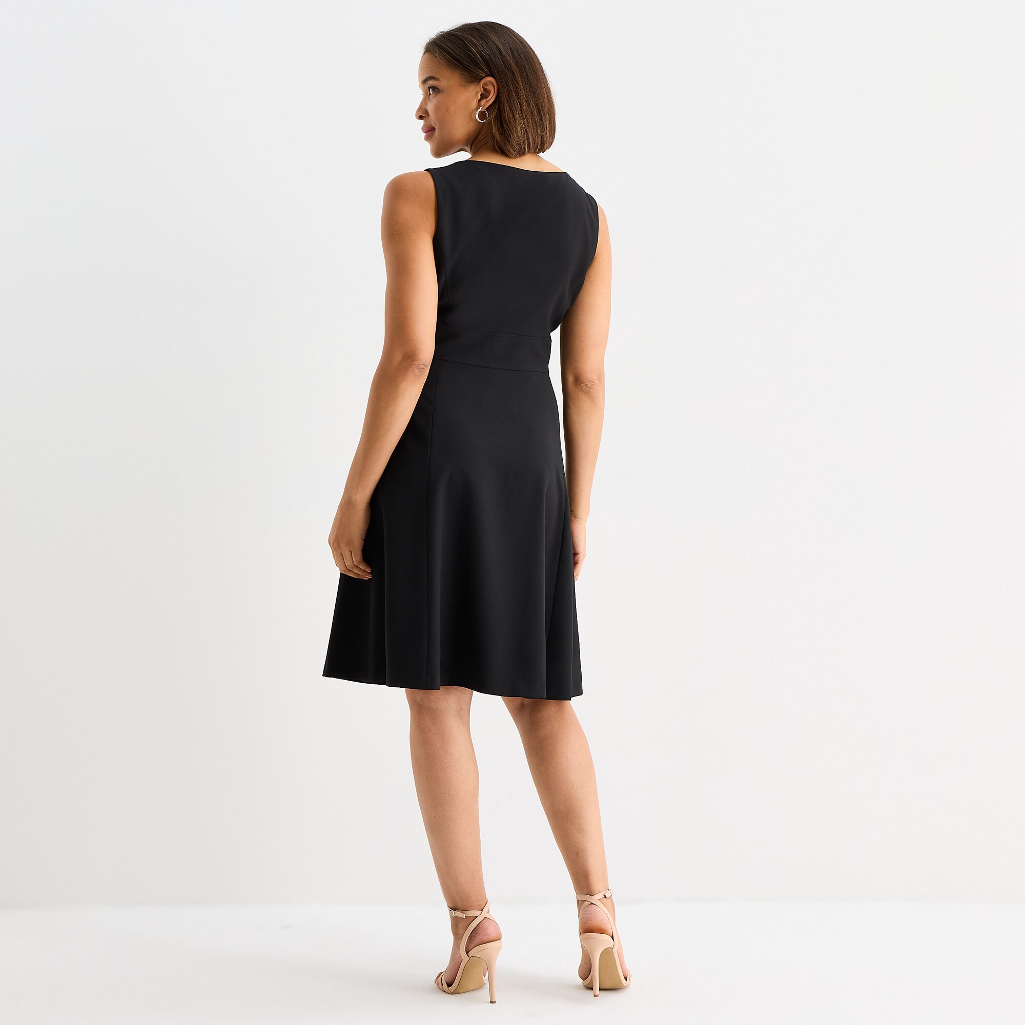Black Label by Evan-Picone Womens Crew Neck Sleeveless Fit + Flare Dress