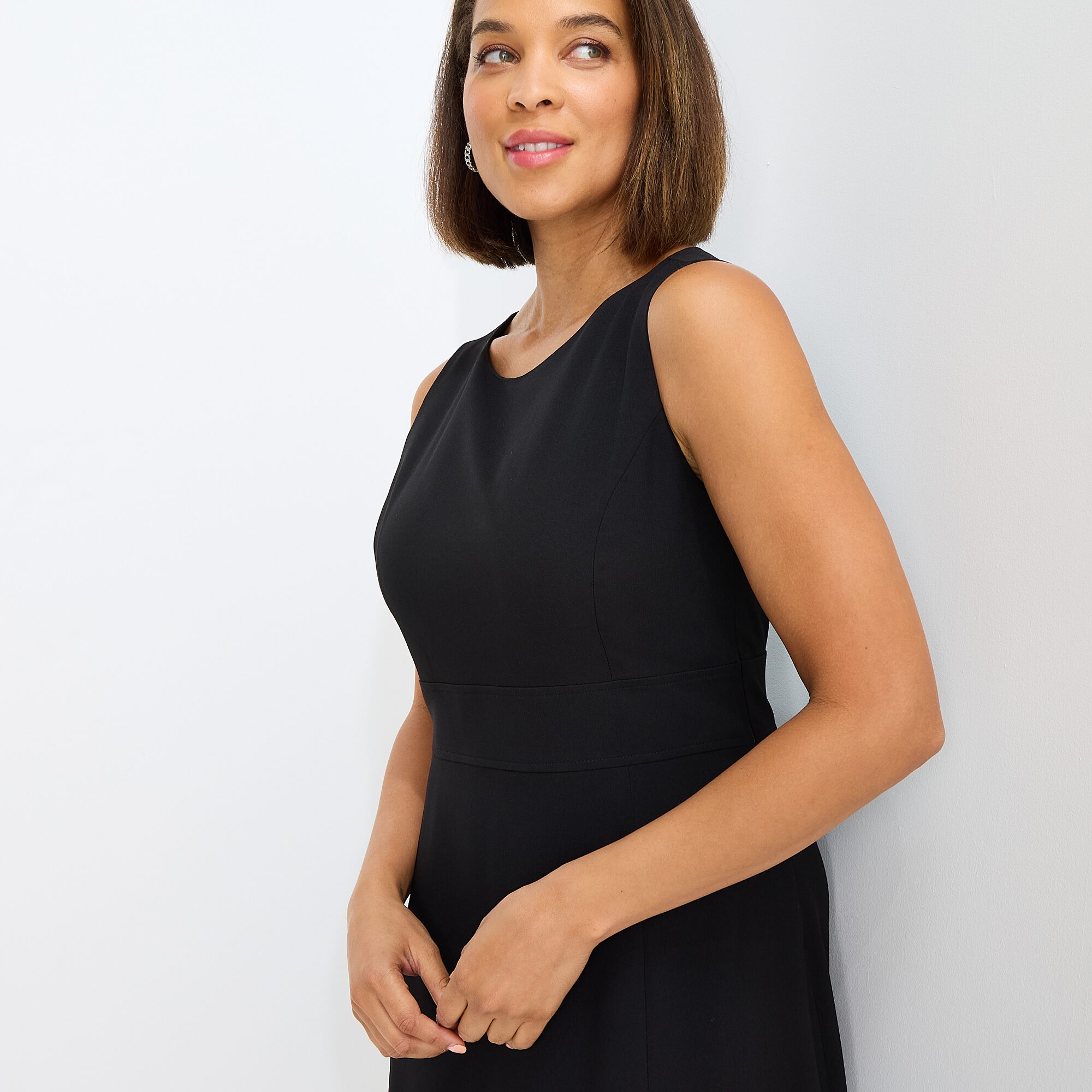 Black Label by Evan-Picone Womens Crew Neck Sleeveless Fit + Flare Dress