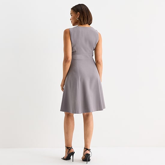 Black Label by Evan-Picone Womens Crew Neck Sleeveless Fit + Flare Dress
