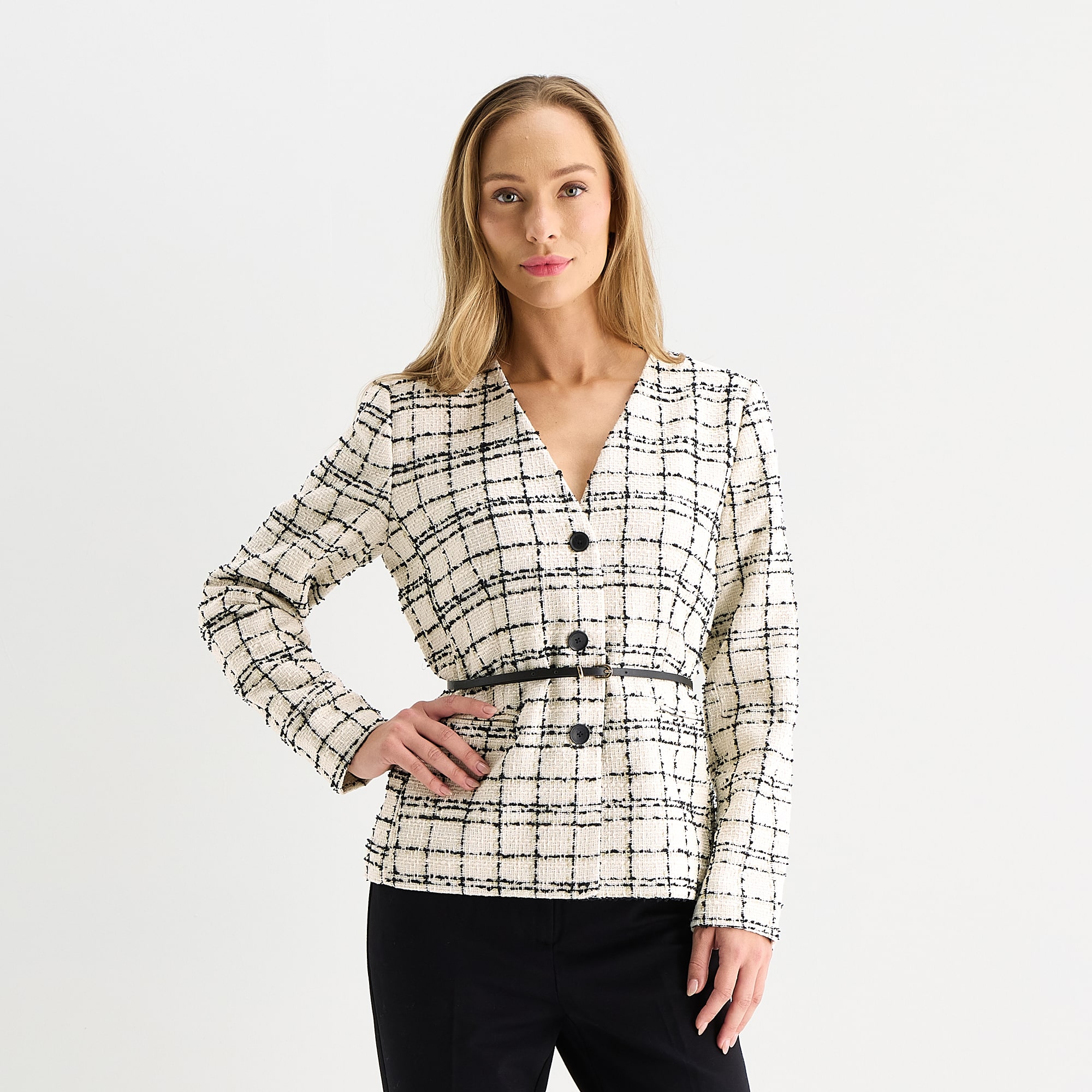 Liz Claiborne Womens Plaid Classic Fit Blazer