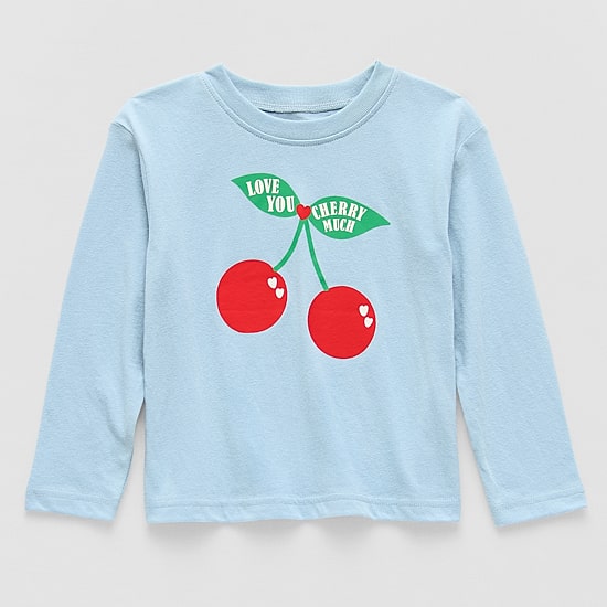 Okie Dokie Toddler & Little Girls Round Neck Long Sleeve Regular Fit Graphic T-Shirt
