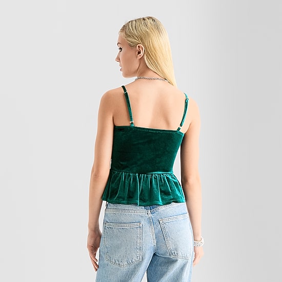 Jingle Ball Womens Square Neck Sleeveless Peplum Top