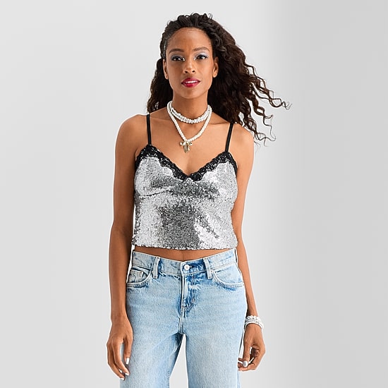Jingle Ball Womens Sweetheart Neck Sleeveless Camisole