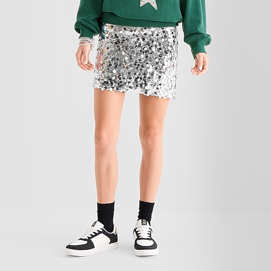 Jingle Ball Womens Juniors Mid Rise Pleated Skirt