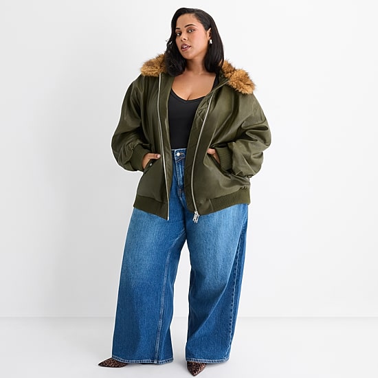 Ashley Graham Womens Plus Faux Casual