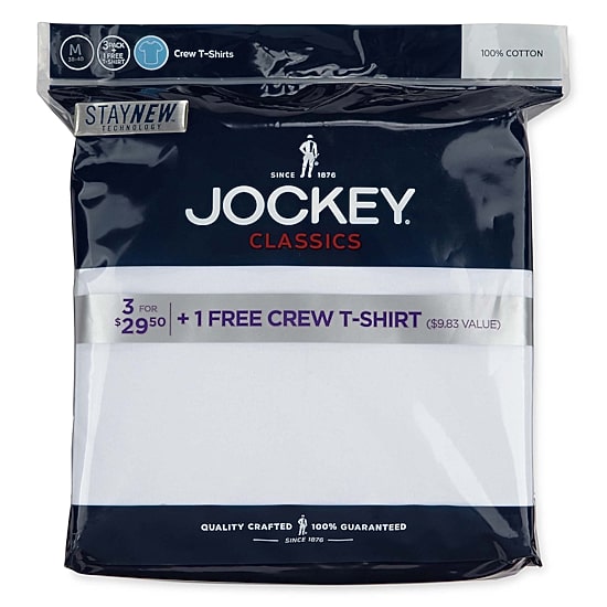Jockey Classics Bonus Pack Mens 4 Pack Short Sleeve Crew Neck MOISTURE_WICKING T-Shirt