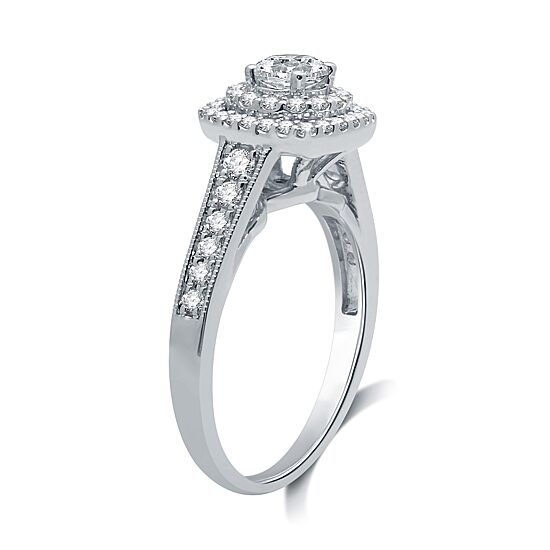 Signature By Modern Bride Womens 1 CT. T.W. Natural White Diamond 14K Gold Cushion Bridal Set
