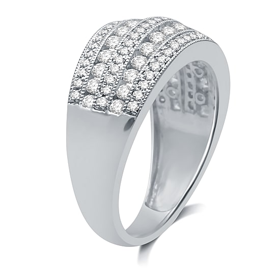 Womens 2mm 1 CT.T.W. Natural Diamond 10K White Gold Anniversary Band