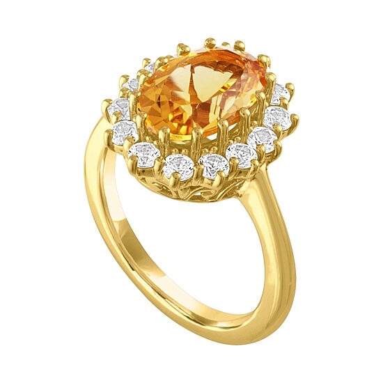 Womens Genuine Yellow Citrine 14K Gold Over Silver Cocktail Ring