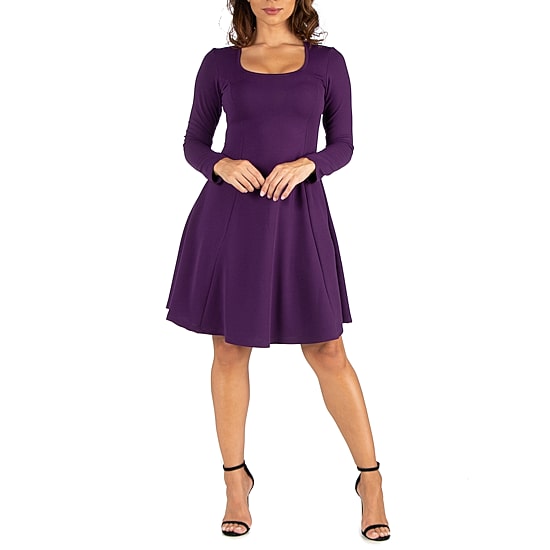 24/7 Comfort Apparel Womens Knee Length Skater Dress