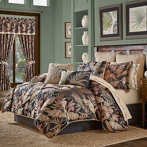 Queen Street Martina 4-pc. Tropical Comforter Set, One Size, Black