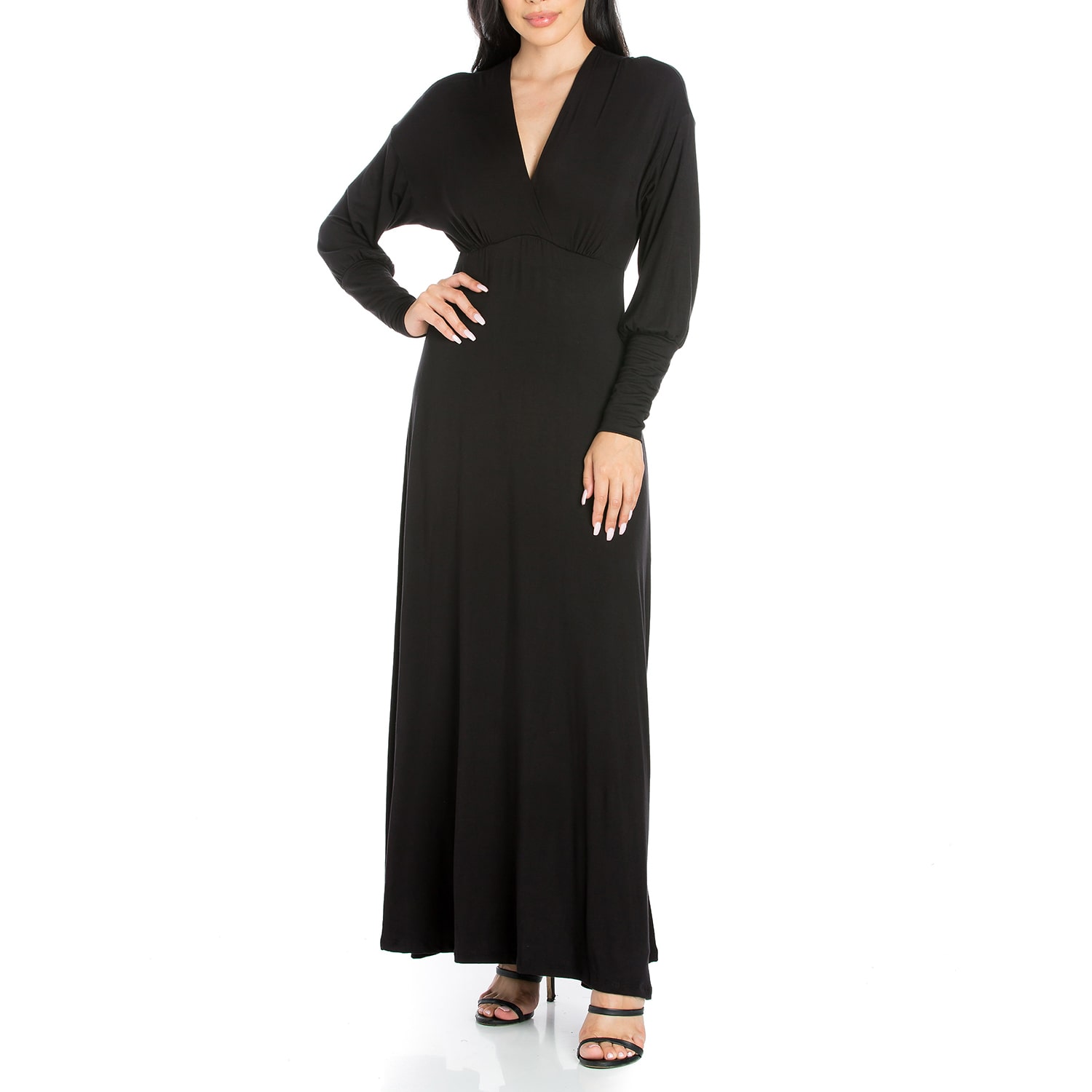 24seven Comfort Apparel Womens Long Sleeve Maxi Dress