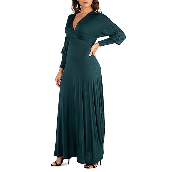 24seven Comfort Apparel Womens Long Sleeve Maxi Dress