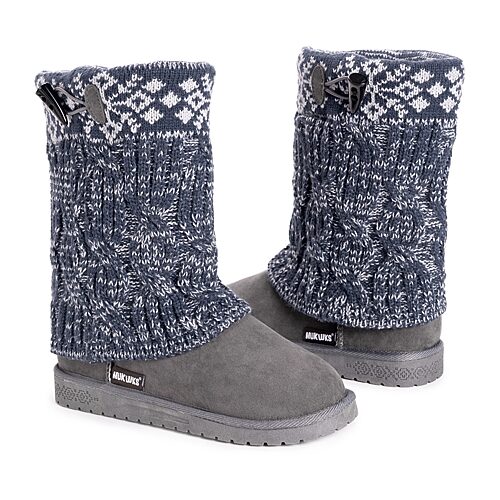 Muk Luks Womens Cheryl Flat Heel Winter Boots In Gray