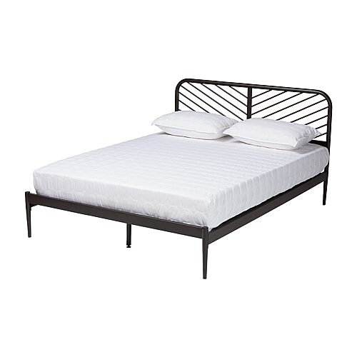 Dora Modern and Contemporary Industrial Black Finished Metal Queen Size Platform Bed