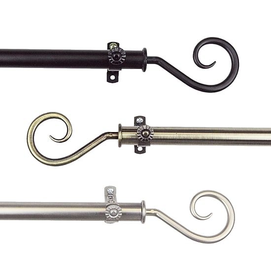 Rod Desyne 13/16" Adjustable Curtain Rod with Curl Finials