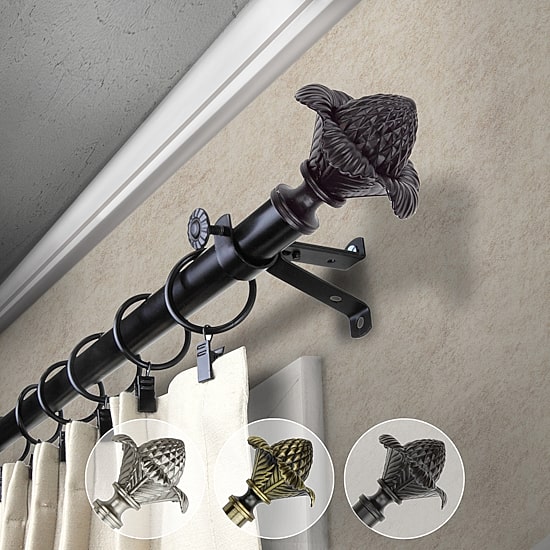 Rod Desyne 13/16" Adjustable Curtain Rod with Bloom Finials