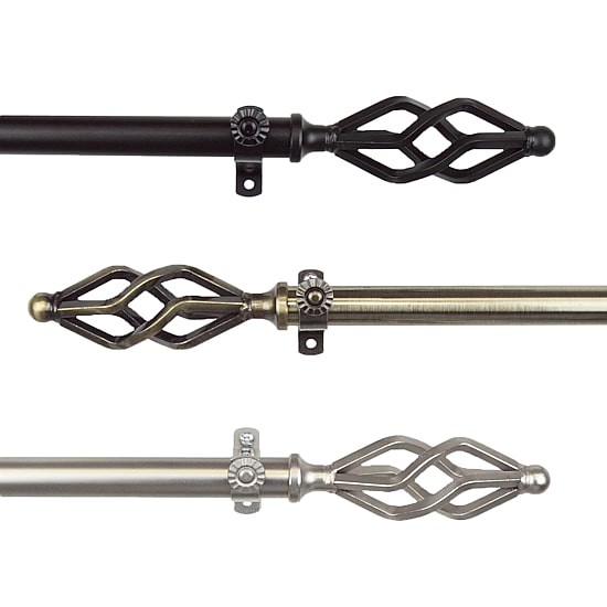 Rod Desyne 13/16" Adjustable Curtain Rod with Marquise Finials