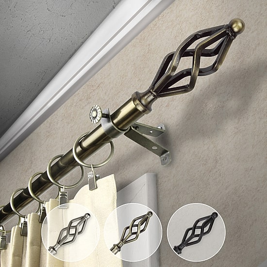 Rod Desyne 13/16" Adjustable Curtain Rod with Marquise Finials
