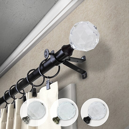 Rod Desyne 13/16" Adjustable Curtain Rod with Faceted Finials