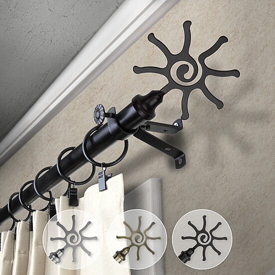Rod Desyne 13/16" Adjustable Curtain Rod with Sun Finials