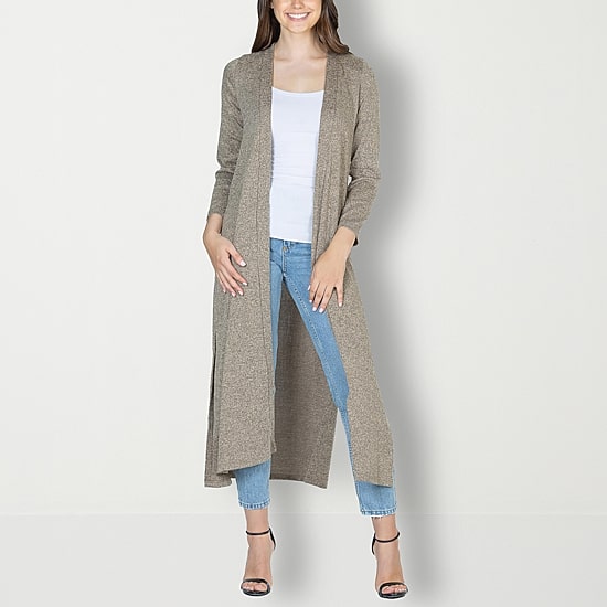 24seven Comfort Apparel Womens Long Sleeve Open Front Cardigan