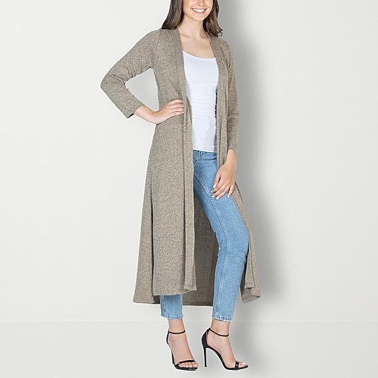 24seven Comfort Apparel Womens Long Sleeve Open Front Cardigan
