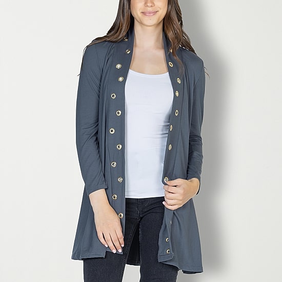 24seven Comfort Apparel Womens Long Sleeve Open Front Cardigan
