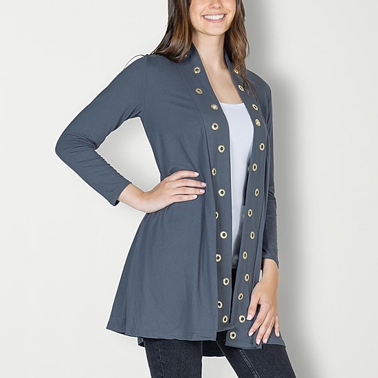 24seven Comfort Apparel Womens Long Sleeve Open Front Cardigan