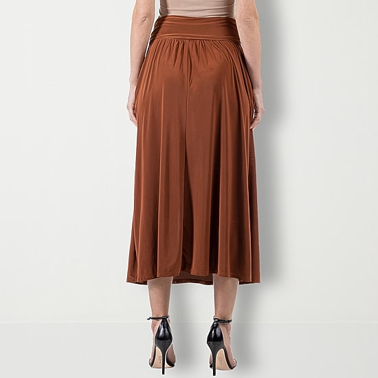 24seven Comfort Apparel Midi Womens Mid Rise Maxi Skirt