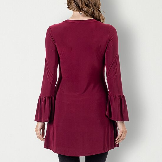 24seven Comfort Apparel Womens Scoop Neck Long Sleeve Tunic Top