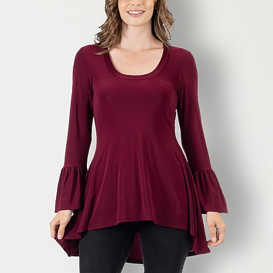 24seven Comfort Apparel Womens Scoop Neck Long Sleeve Tunic Top