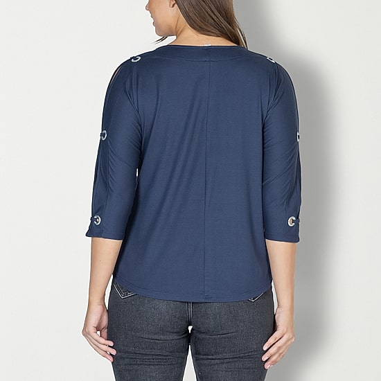 24seven Comfort Apparel Womens Boat Neck 3/4 Sleeve T-Shirt