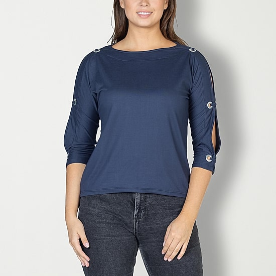 24seven Comfort Apparel Womens Boat Neck 3/4 Sleeve T-Shirt