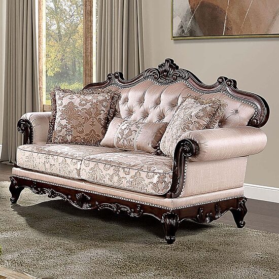 Furniture of America™ Noel Roll-Arm Upholstered Loveseat