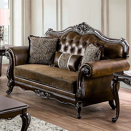 Furniture of America™ Somina Roll-Arm Upholstered Loveseat
