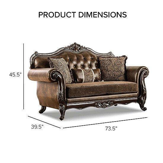 Furniture of America™ Somina Roll-Arm Upholstered Loveseat