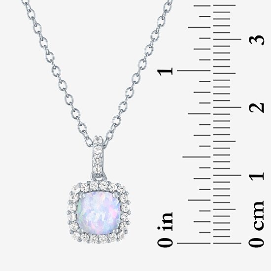 Yes Womens Lab Created White Opal Sterling Silver 18 Inch Pendant Necklace