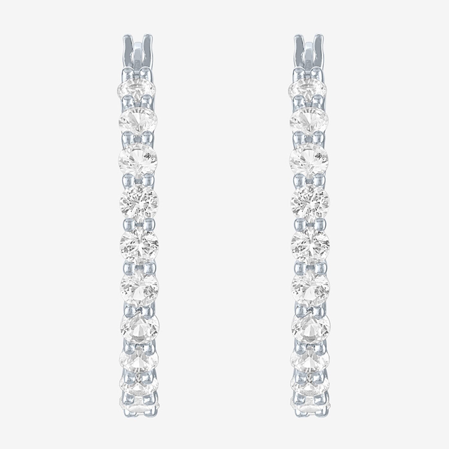 Yes, Please! Womens Lab Created White Sapphire Sterling Silver 30mm Hoop Earrings