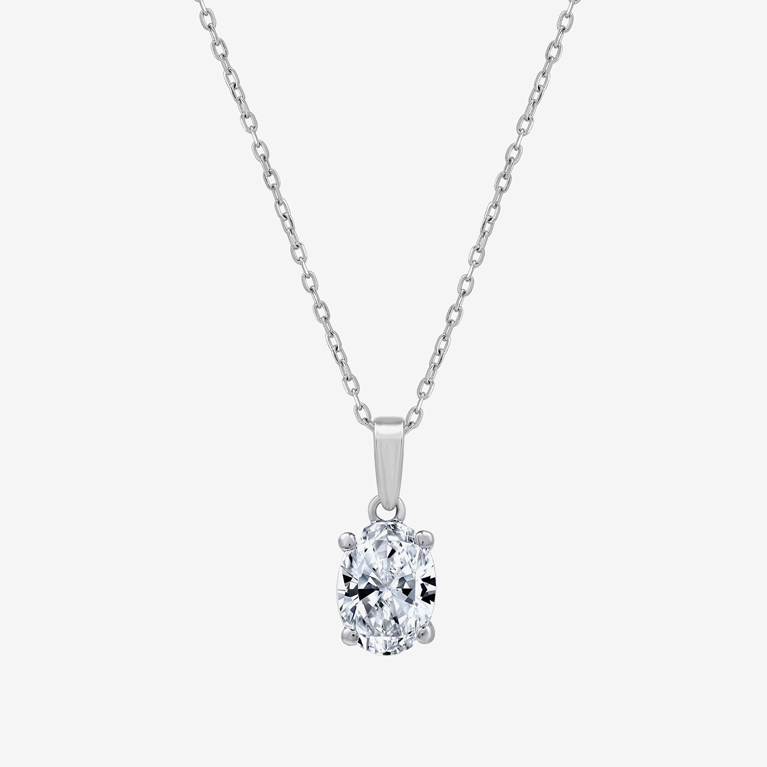 ( F/SI1-SI2 ) Womens 1 CT. T.W. Lab Grown White Diamond 10K Gold Oval 18 Inch Pendant Necklace