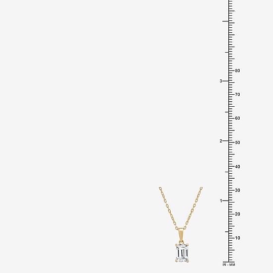 ( F/SI1-SI2 ) Womens 1 CT. T.W. Lab-Grown White Diamond 10K Gold 18 Inch Emerald Pendant Necklace