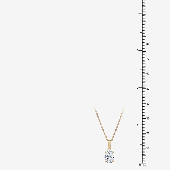 ( F/SI1-SI2 ) Womens 1 CT. T.W. Lab Grown White Diamond 10K Gold Oval 18 Inch Pendant Necklace