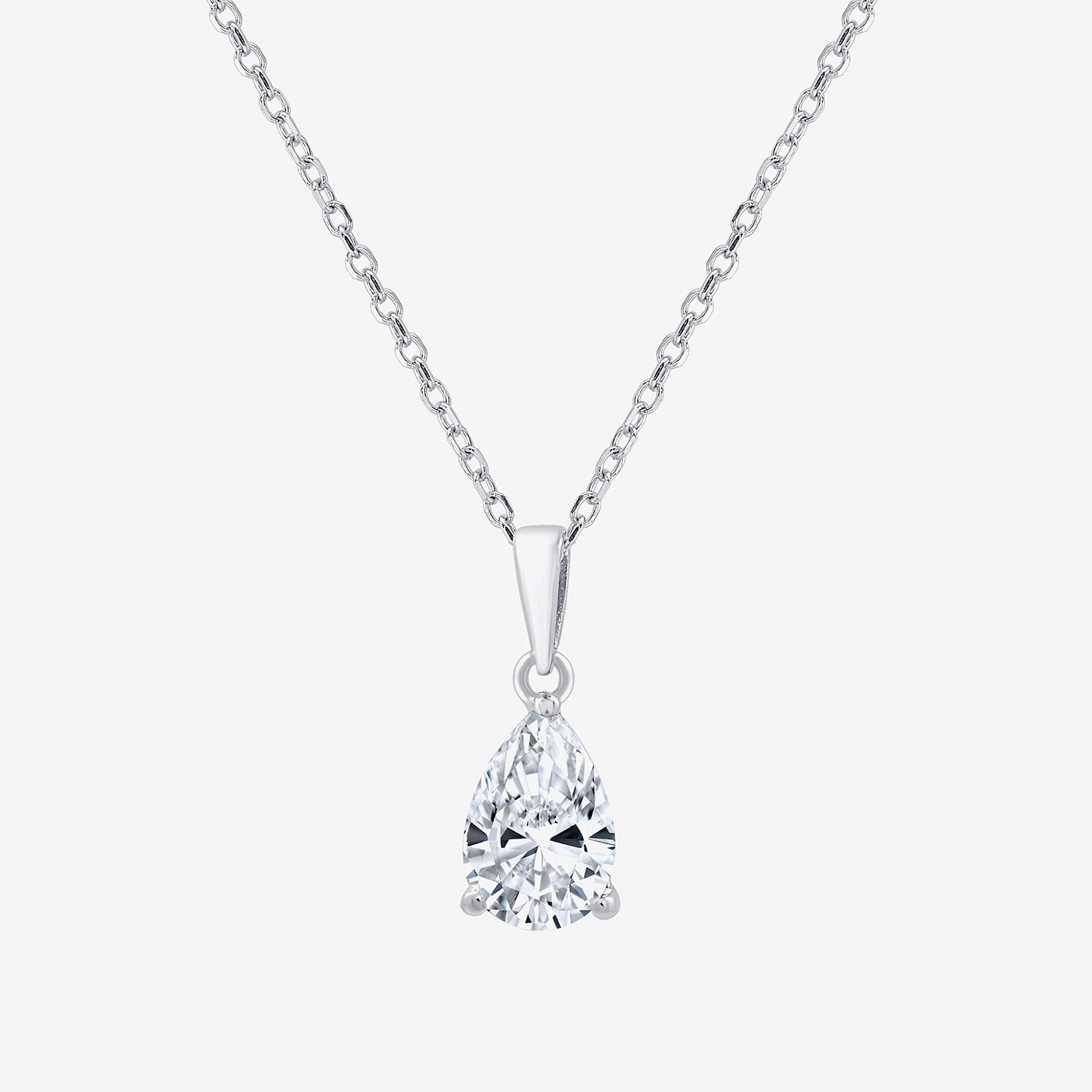 ( F/SI1-SI2 ) Womens 1 CT. T.W. Lab-Grown White Diamond 10K Gold Pear 18 Inch Pendant Necklace