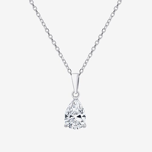 ( F/SI1-SI2 ) Womens 1 CT. T.W. Lab-Grown White Diamond 10K Gold Pear 18 Inch Pendant Necklace, One Size, White