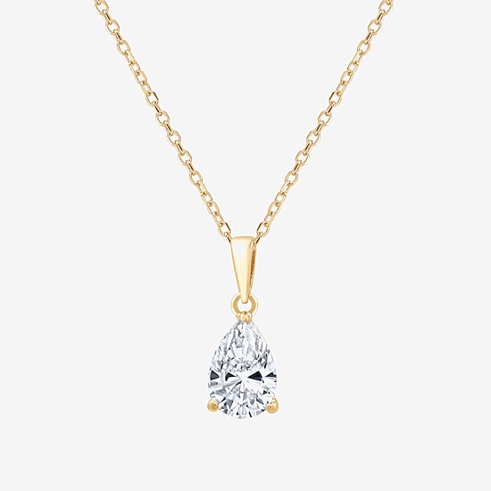( F/SI1-SI2 ) Womens 1 CT. T.W. Lab-Grown White Diamond 10K Gold Pear 18 Inch Pendant Necklace