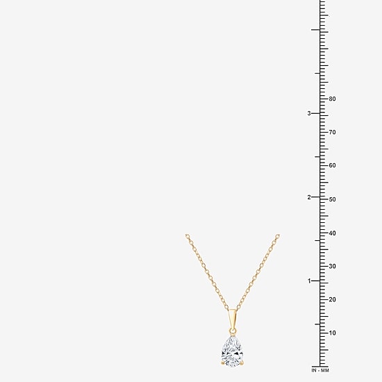 ( F/SI1-SI2 ) Womens 1 CT. T.W. Lab-Grown White Diamond 10K Gold Pear 18 Inch Pendant Necklace