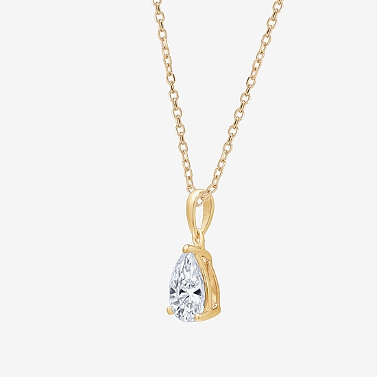 ( F/SI1-SI2 ) Womens 1 CT. T.W. Lab-Grown White Diamond 10K Gold Pear 18 Inch Pendant Necklace