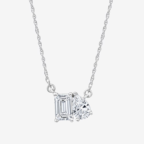Yes, Please! Womens Lab Created White Sapphire Sterling Silver 18 Inch Pendant Necklace