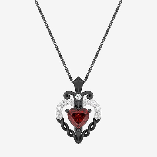 Evil Queen (I2, I) Womens 1/2 CT. T.W. Genuine Red Garnet Sterling Silver Heart 18 Inch Pendant Necklace