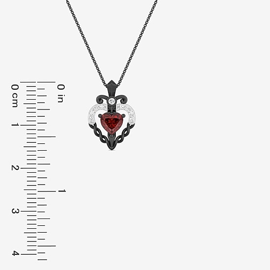 Evil Queen (I2, I) Womens 1/2 CT. T.W. Genuine Red Garnet Sterling Silver Heart 18 Inch Pendant Necklace